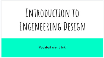 Preview of Intro to Engineering Design Vocabulary Slides