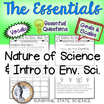 Preview of Intro to Environmental Science Goals & Scales, Essential Questions & Vocab