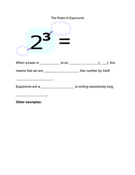 Preview of Intro to Exponent Rules Video Notes Sheet