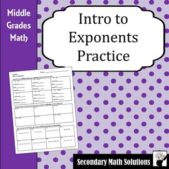 Preview of Intro to Exponents Practice