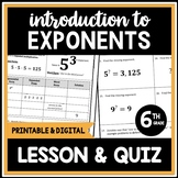 Intro to Exponents, 6th Grade Exponent Lesson & Assessment