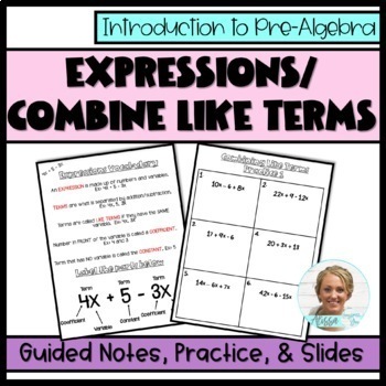 Preview of Intro. to Expressions/Combine Like Terms | Guided Notes & Teacher Slides
