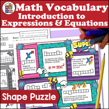 Preview of Intro to Expressions & Equations Vocabulary Letter Shapes Puzzles