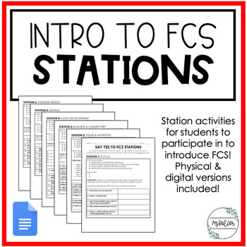 Preview of Intro to FCS Stations | Physical & Digital Versions | Family Consumer Sciences