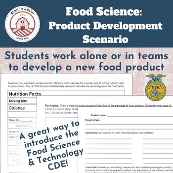 Preview of Food Product Design Class Activity: Intro to FFA Food Science CDE with Rubric