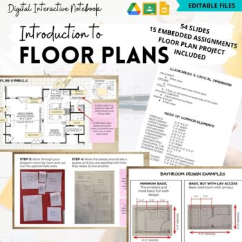 Preview of Intro to Floor Plans Interactive Notebook WITH DRAFTING PROJECT