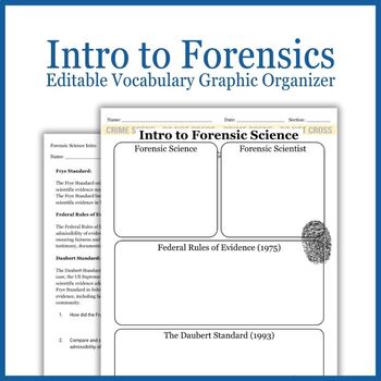 Preview of Intro to Forensics Vocabulary Graphic Organizer | Forensic Science