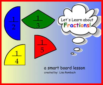 Preview of Intro to Fractions Math SmartBoard Lesson Primary Grades