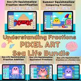 Intro to Fractions Sea Life Math Squishmallow Pixel Art Bundle