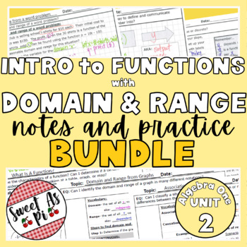 Preview of Intro to Functions with Domain and Range - Guided Notes & Practice UNIT BUNDLE