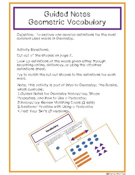 Preview of Intro to Geometry Guided Notes