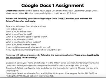 intro to google docs assignment