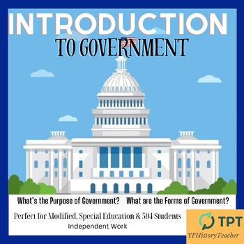Preview of Intro to Government, Modified Special Education 504 SPED