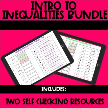 Preview of Intro to Inequalities Self Checking Worsheets Bundle