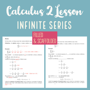Preview of Intro to Infinite Series Lesson Notes (Scaffolded + Filled Notes): Calculus 2