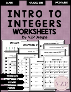 Preview of Intro to Integers Worksheets