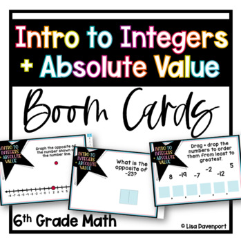 Preview of Intro to Integers and Absolute Value 6th Grade Boom Cards
