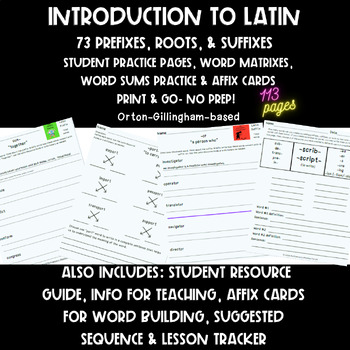 Preview of Morphology: Latin Affixes Student Practice Pages- 73 Prefixes, Roots & Suffixes!