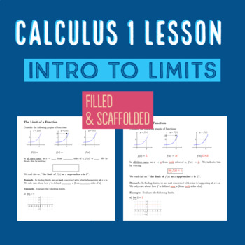 Preview of Intro to Limits - Differential Calculus 1 Lesson Full + Scaffolded Notes