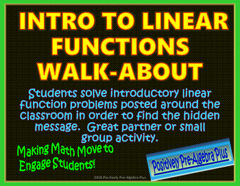Preview of Intro to Linear Functions Walk-About Activity