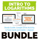 Intro to Logarithms Bundle Study guide Task Cards & Activi