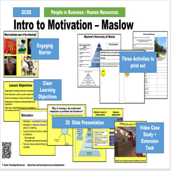 Preview of Intro to Motivation - Maslow - GCSE Business Studies Full Lesson