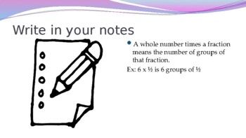 Preview of Intro. to Multiplying Fractions (Whole Number Times a Fraction) *Notes Included*
