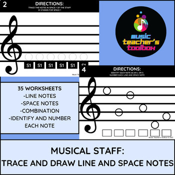 Preview of Intro to Music Staff | Trace, draw and identify line and space notes