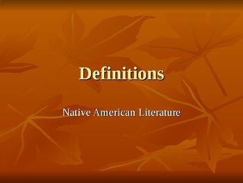 Preview of Intro to Native American literature