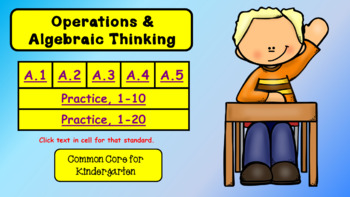 Preview of Operations and Algebraic Thinking for Kindergarten (Common Core)