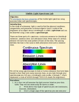Preview of Intro to Physics - Lab - Spectroscopy