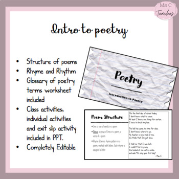 Preview of Intro to Poetry - Complete Lesson (no prep)