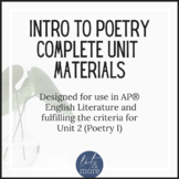 Intro to Poetry Complete Unit - Unit 2 Poetry I