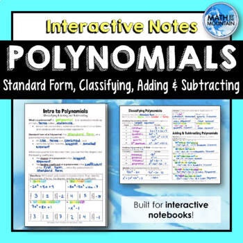 Preview of Intro to Polynomials - Standard Form, Classifying, Adding & Subtracting Notes