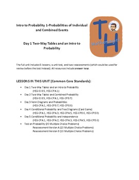 Preview of Intro to Probability 1 Day 1 Two-Way Tables and an Intro to Probability