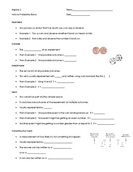 Preview of Intro to Probability Guided Notes