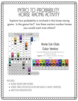 Preview of Intro to Probability Horse Racing Activity