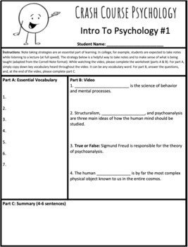 Intro to Psychology: Crash Course Psychology #1 (Google Docs PDF)