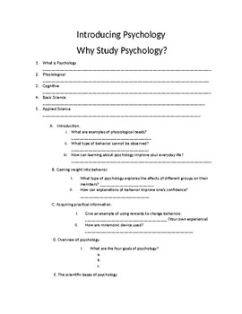 Preview of Intro to Psychology - Why Study Psychology (Powerpoint and Guided Notes)