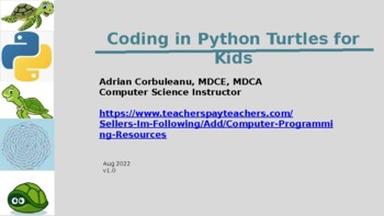 Preview of Intro to Python with Turtles Coding | Strings | Elementary | Middle School | U5
