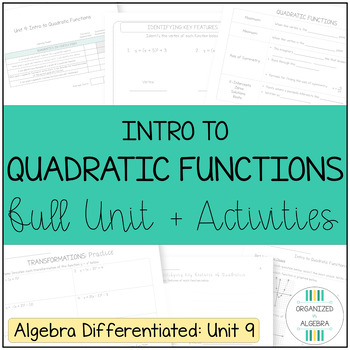Preview of Intro to Quadratic Functions Algebra Differentiated Unit with Activities Bundle