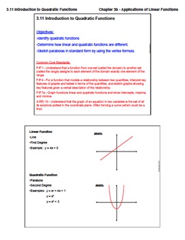 introduction to quadratic functions homework answers