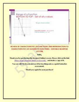 Preview of Intro to Quadratic Functions - Editable Nearpod Lesson