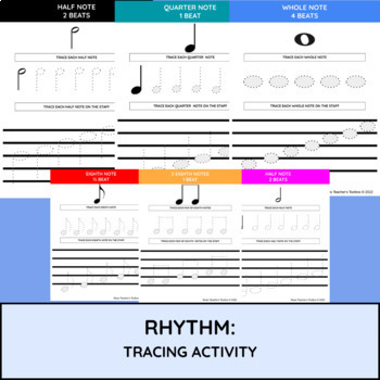 Preview of Intro to RHYTHM | Trace and Draw | Whole, half, quarter, eighth notes