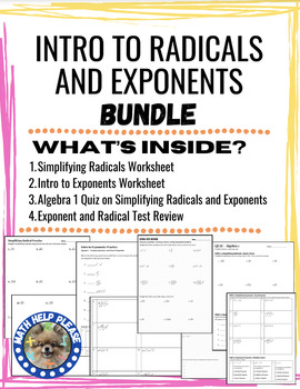 Preview of Intro to Radicals and Exponents BUNDLE - Practice Assignments, Review, and QUIZ