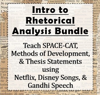 Preview of Intro to Rhetorical Analysis: SPACECAT, Methods of Development, Gandhi Speech
