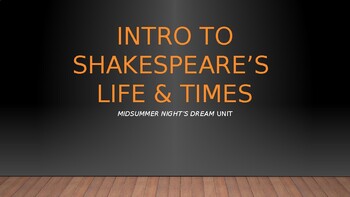 Preview of Intro to Shakespeare - History, Life, and Times