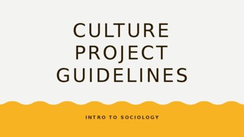 Preview of Intro to Sociology- Chapter 3- Culture Project