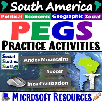 Preview of South America PEGS Factors Practice Activity and Worksheet | Microsoft