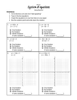 Preview of Intro to System of Equations with Desmos (Distance Learning)